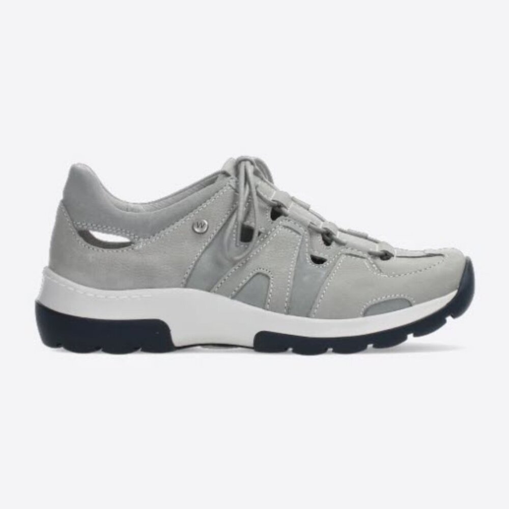 Wolky Women's NORTEC Lace-Up Open Light Gray Leather Sneakers Size US 12…